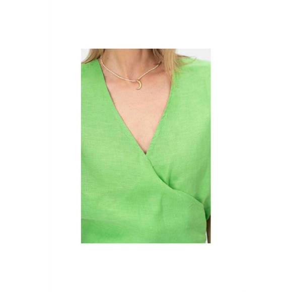 NEW LOOK MODE USA cross linen top in lime green - Picture 3 of 3
